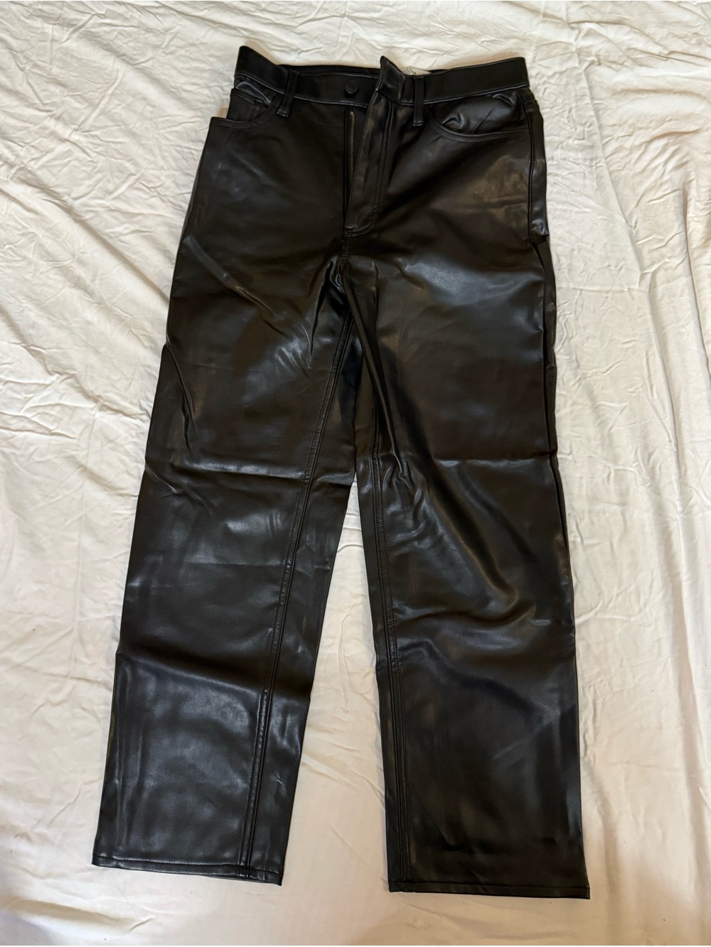 Abercrombie & Fitch Black Faux Leather Cropped Pants
